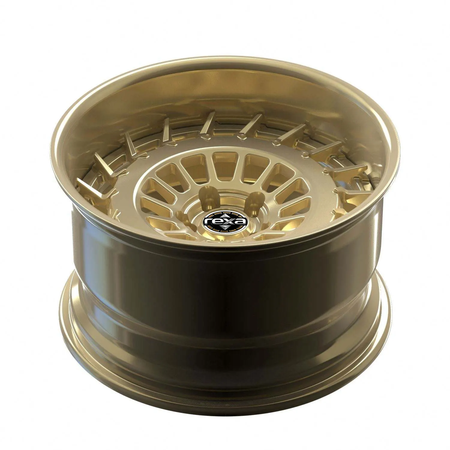 Gold forged wheel side view showing deep barrel