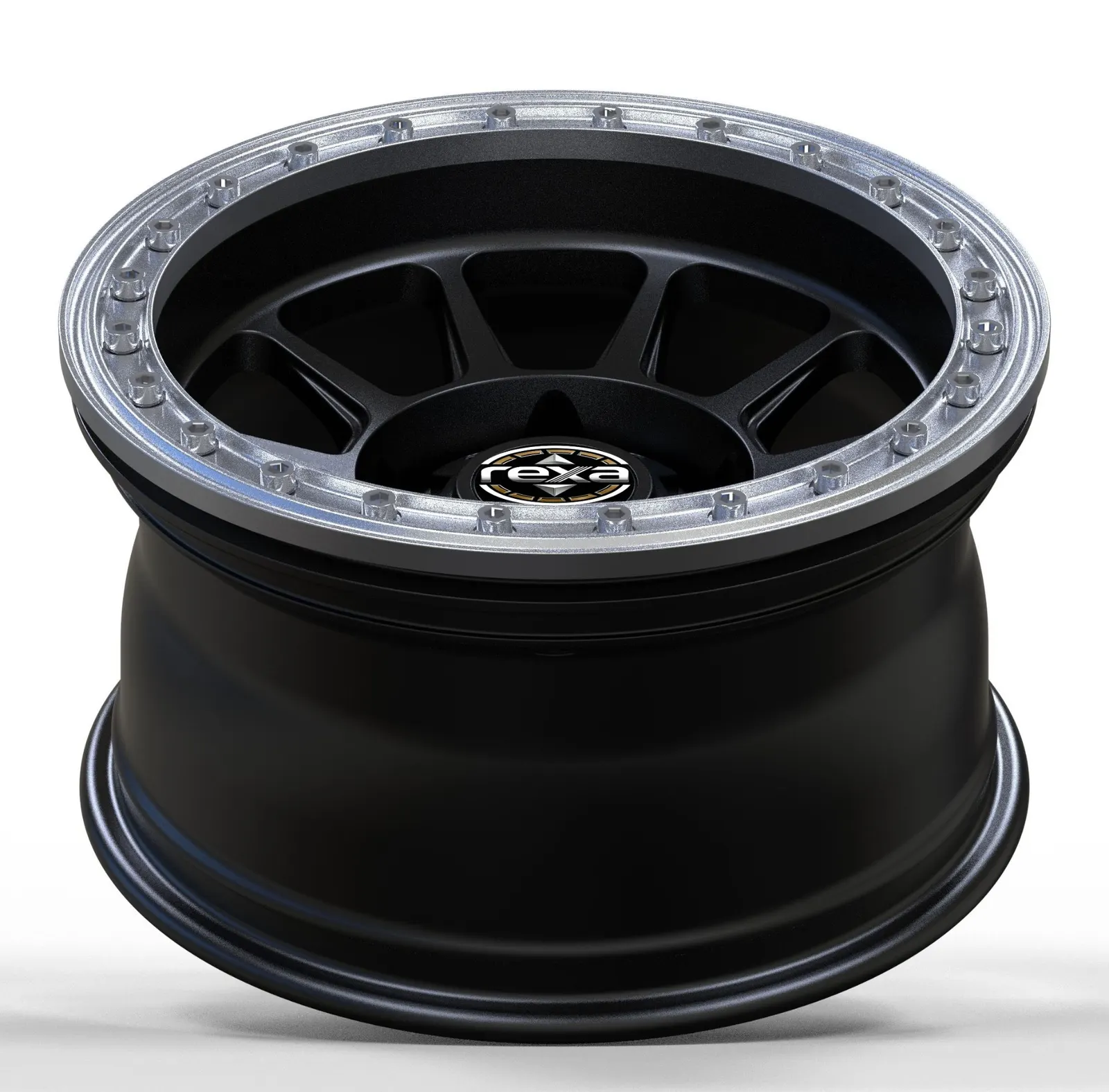 Matte black forged off-road wheel — side profile showing deep barrel