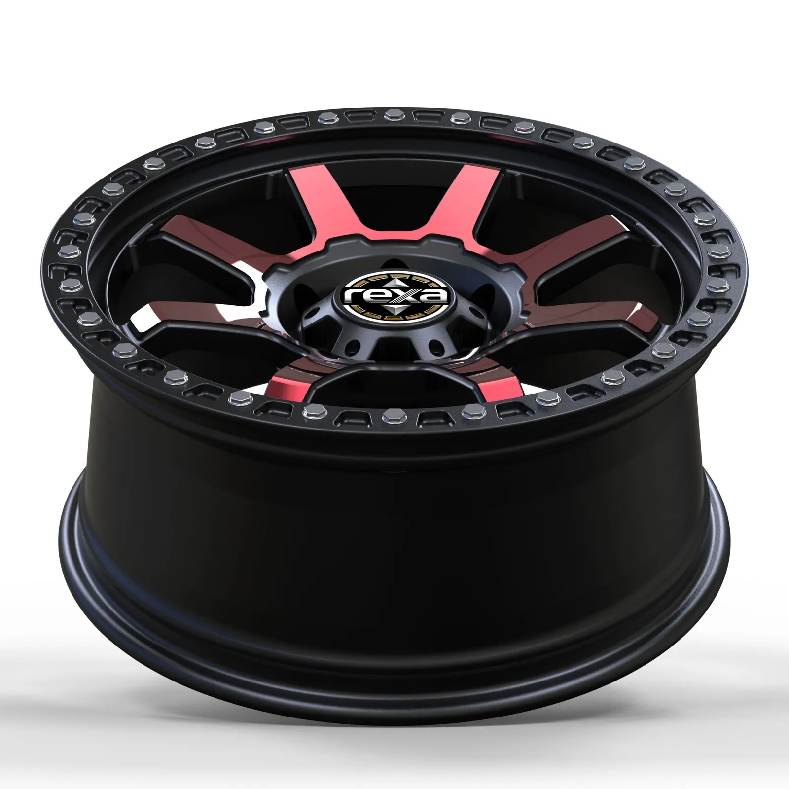 Matte black 8-spoke forged off-road wheel — side profile showing deep barrel