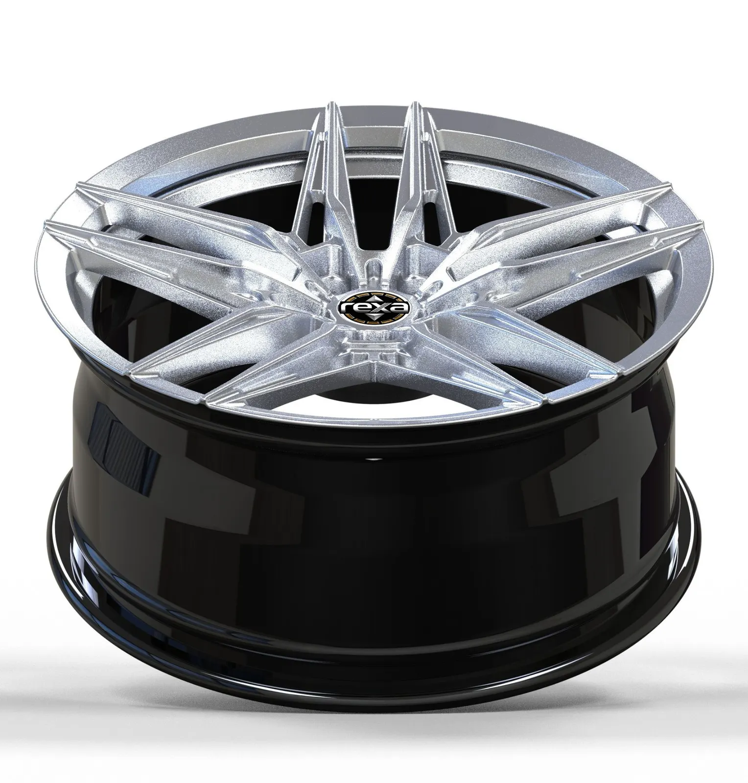 Forged wheel side view with gloss black barrel