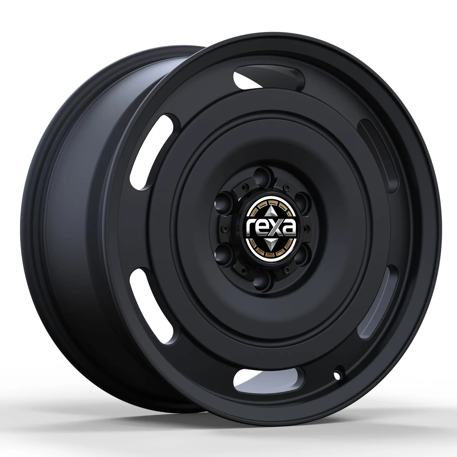 Matte black solid-disc forged off-road wheel — 3/4 side profile