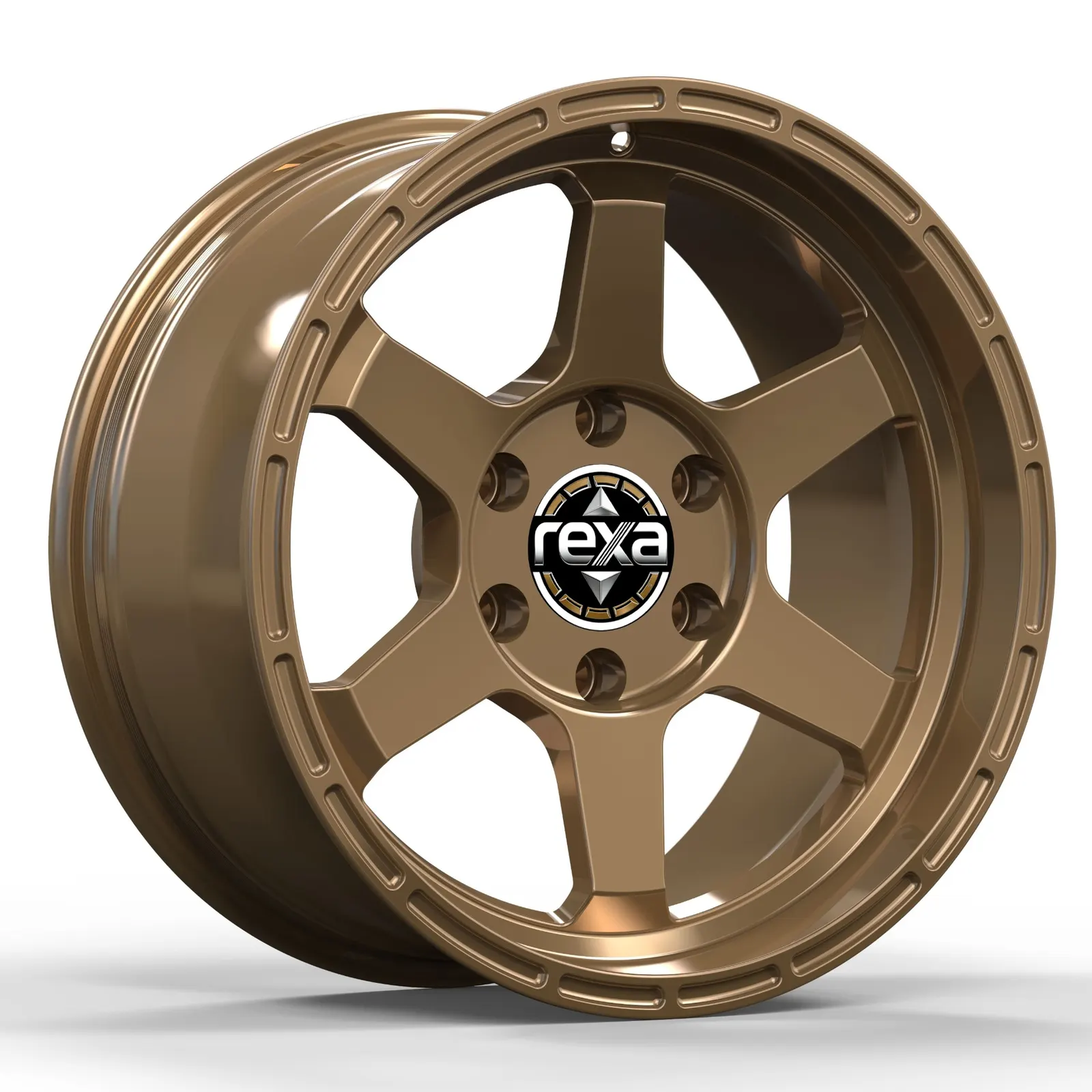 Gloss bronze 6-spoke forged off-road wheel — side profile